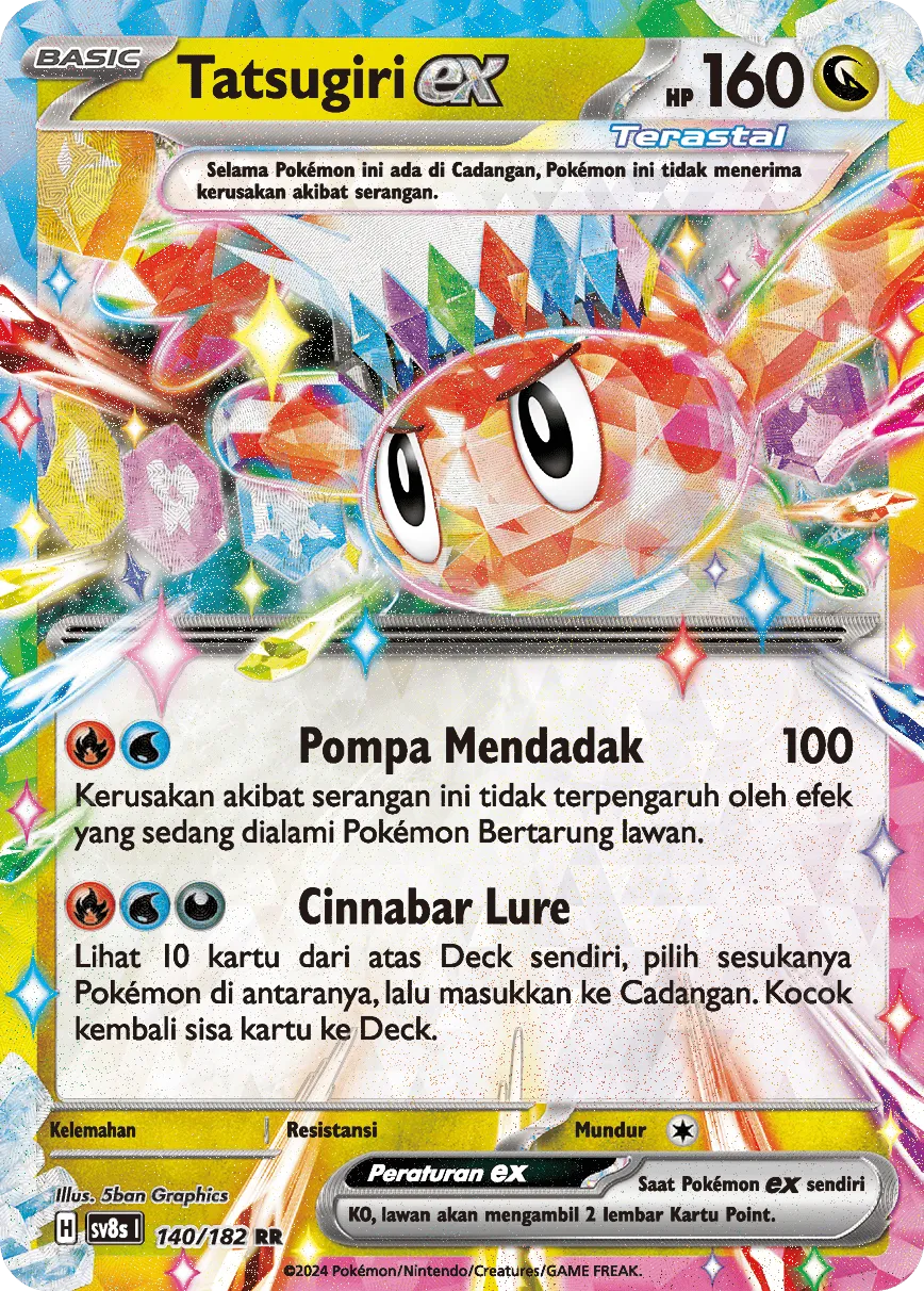 Tatsugiri ex 140 (Indonesian Pokémon TCG card)