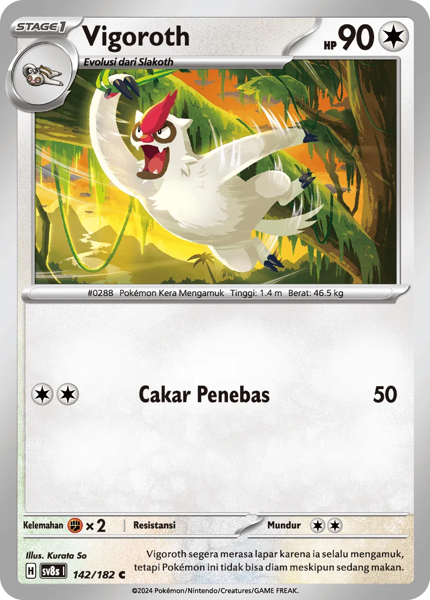 Vigoroth 142 (Indonesian Pokémon TCG card)