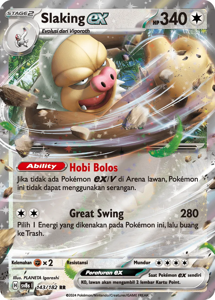 Slaking ex 143 (Indonesian Pokémon TCG card)