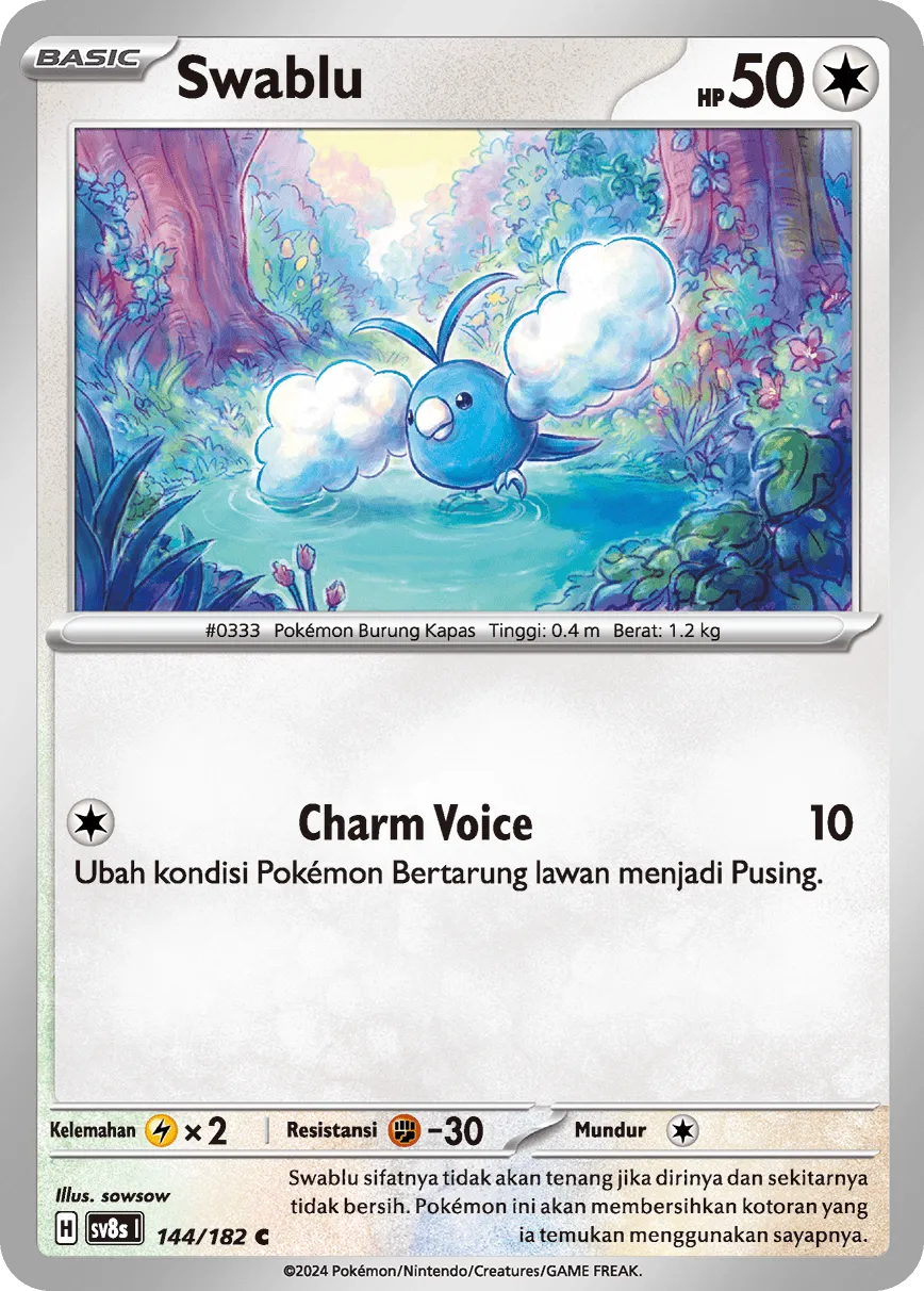 Swablu 144 (Indonesian Pokémon TCG card)