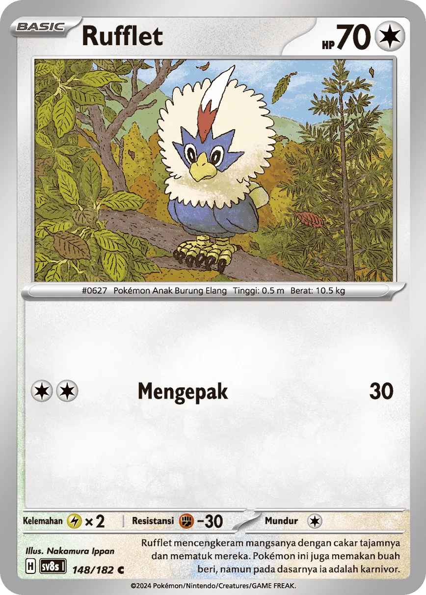 Rufflet 148 (Indonesian Pokémon TCG card)