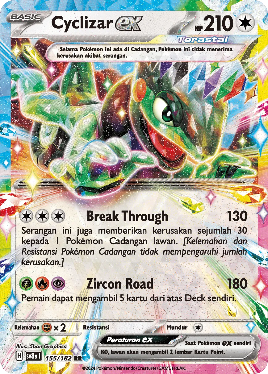 Cyclizar ex 155 (Indonesian Pokémon TCG card)