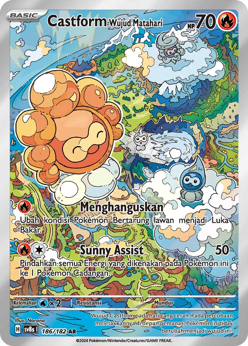 Castform Sunny Form 186 (Indonesian Pokémon TCG card)