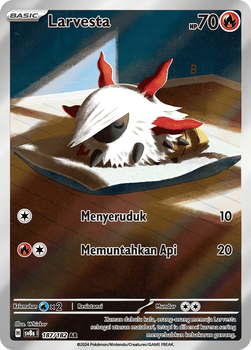 Larvesta 187 (Indonesian Pokémon TCG card)