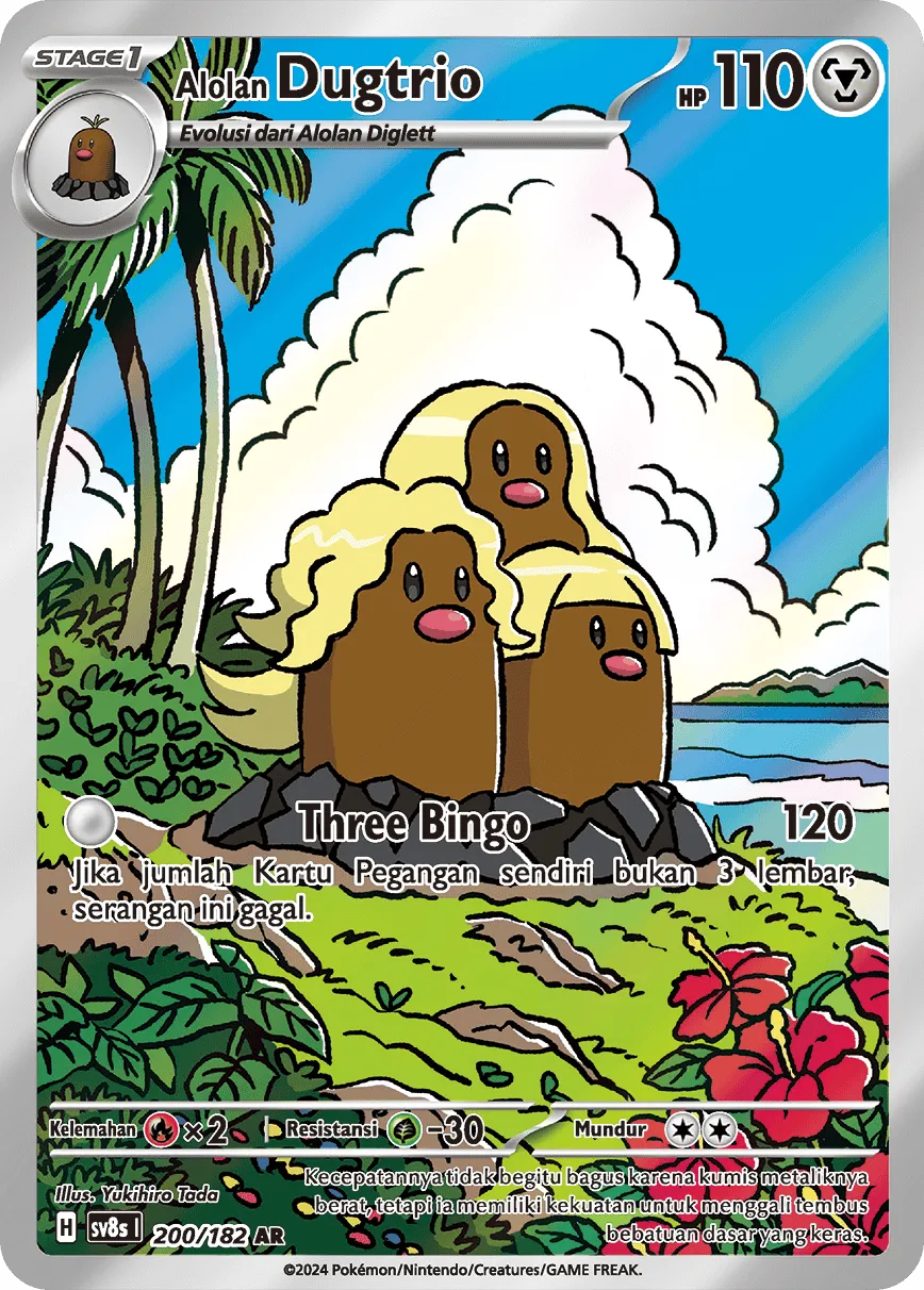 Alolan Dugtrio 200 (Indonesian Pokémon TCG card)