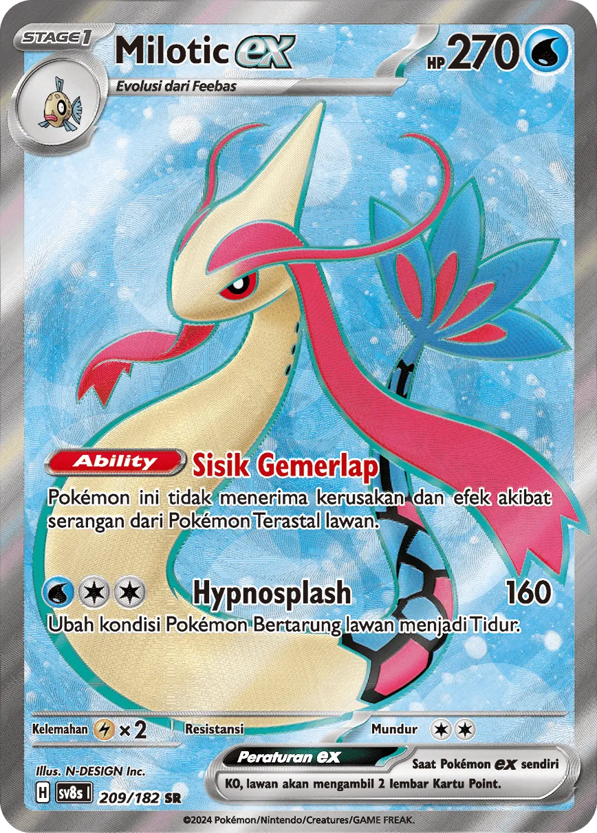 Milotic ex 209 (Indonesian Pokémon TCG card)
