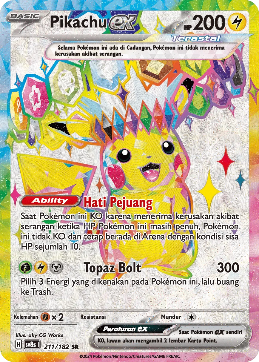 Pikachu ex 211 (Indonesian Pokémon TCG card)