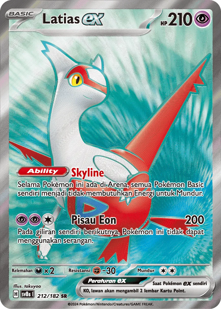 Latias ex 212 (Indonesian Pokémon TCG card)