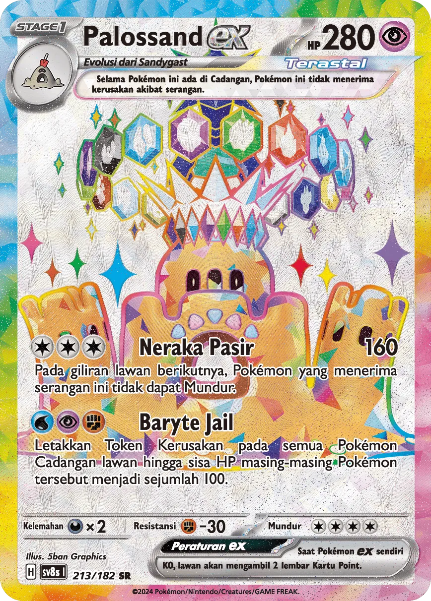 Palossand ex 213 (Indonesian Pokémon TCG card)