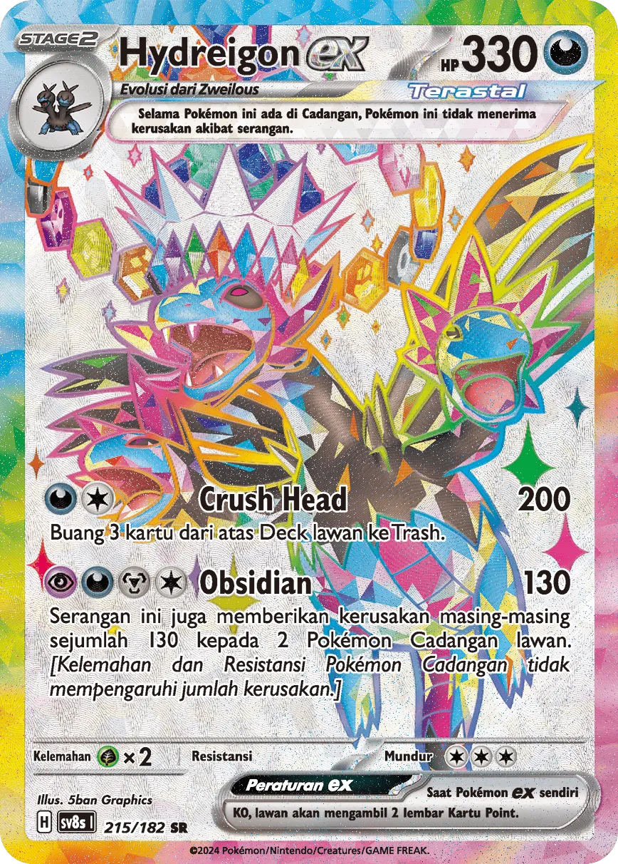 Hydreigon ex 215 (Indonesian Pokémon TCG card)