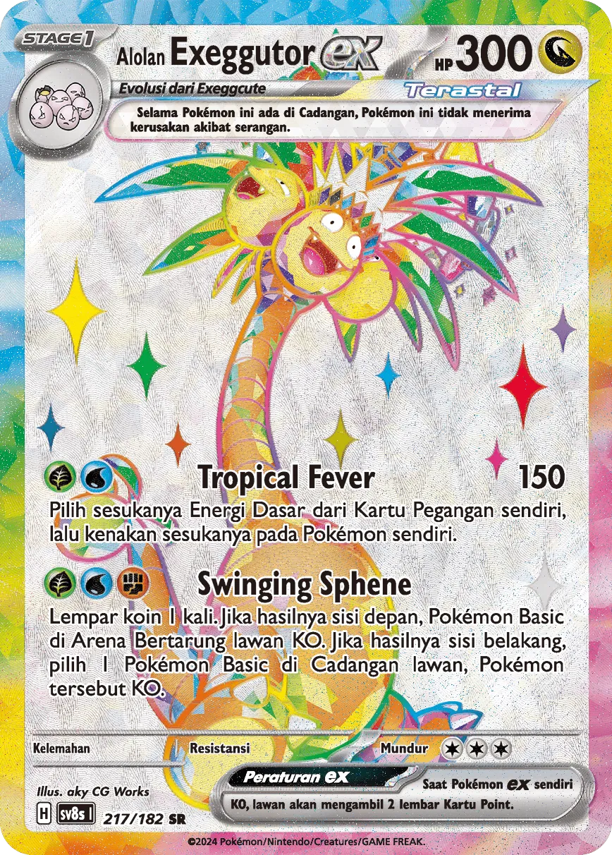 Alolan Exeggutor ex 217 (Indonesian Pokémon TCG card)