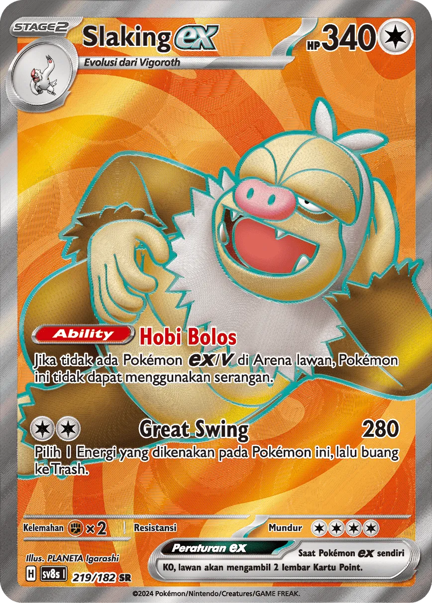 Slaking ex 219 (Indonesian Pokémon TCG card)