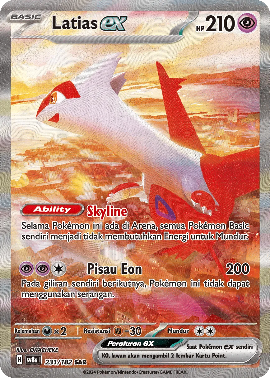 Latias ex 231 (Indonesian Pokémon TCG card)