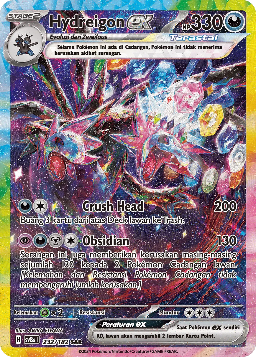Hydreigon ex 232 (Indonesian Pokémon TCG card)