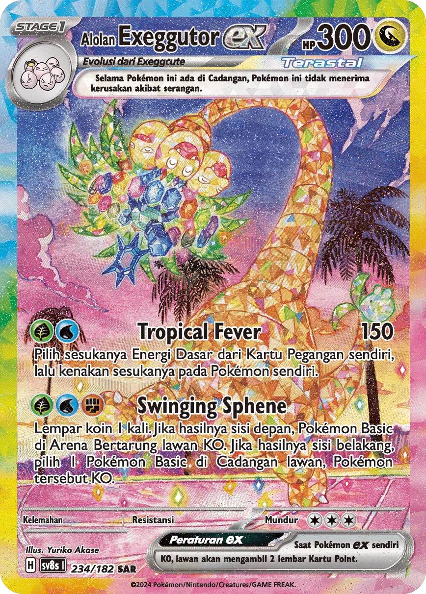 Alolan Exeggutor ex 234 (Indonesian Pokémon TCG card)