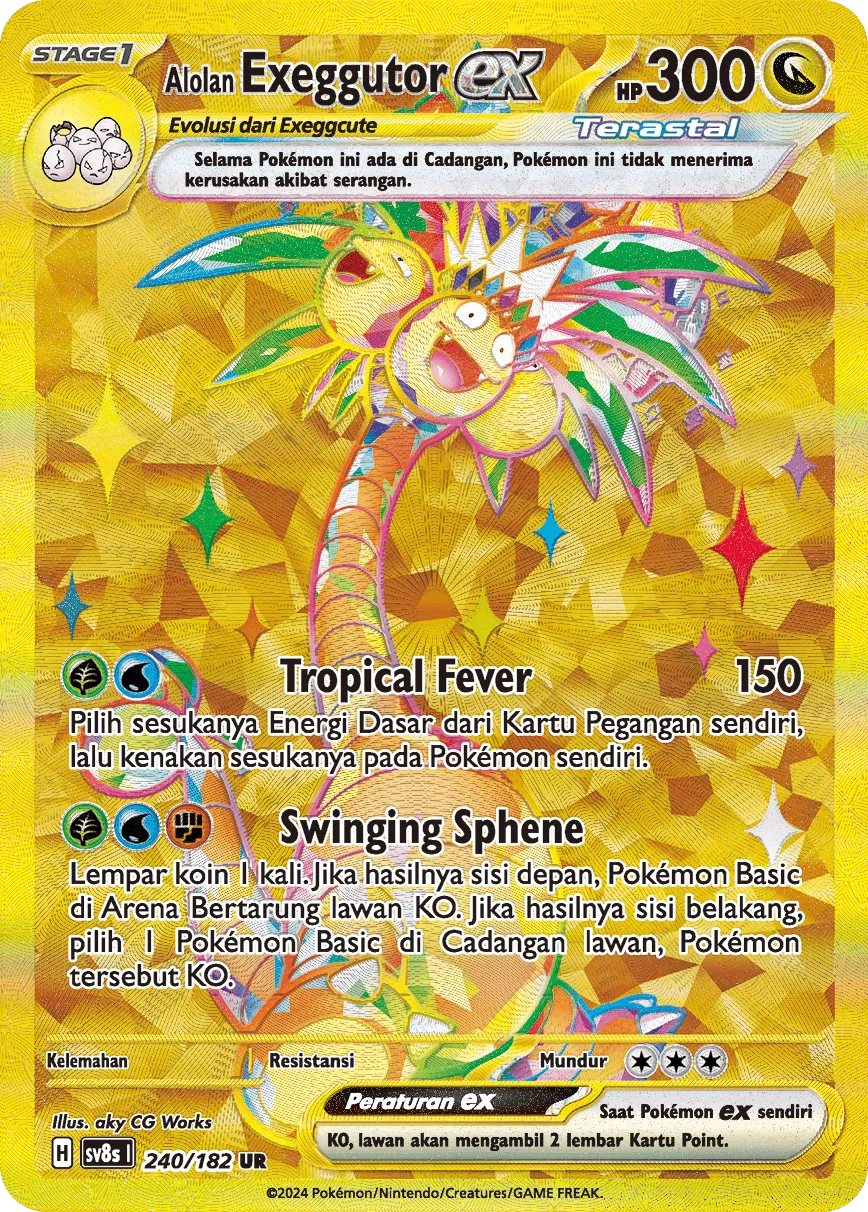 Alolan Exeggutor ex 240 (Indonesian Pokémon TCG card)