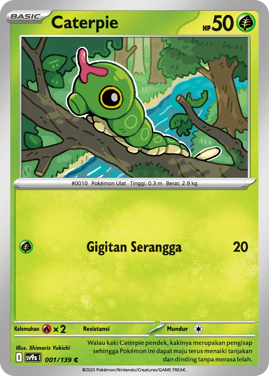 Caterpie 001 — Ikatan Takdir (Indonesian Pokémon TCG card)