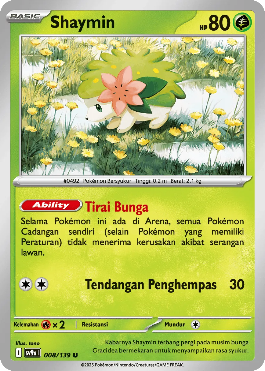 Shaymin 008 — Ikatan Takdir (Indonesian Pokémon TCG card)
