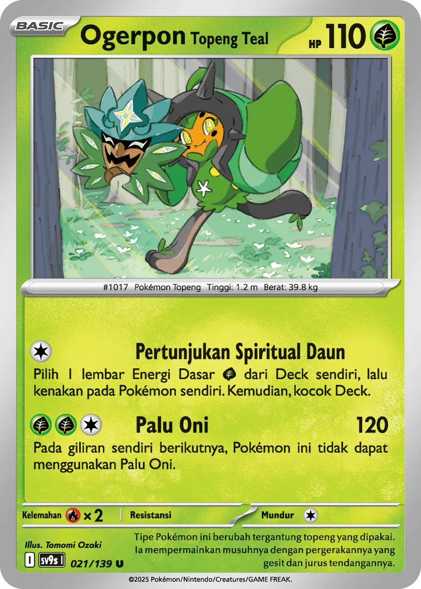 Teal Mask Ogerpon 021 — Ikatan Takdir (Indonesian Pokémon TCG card)