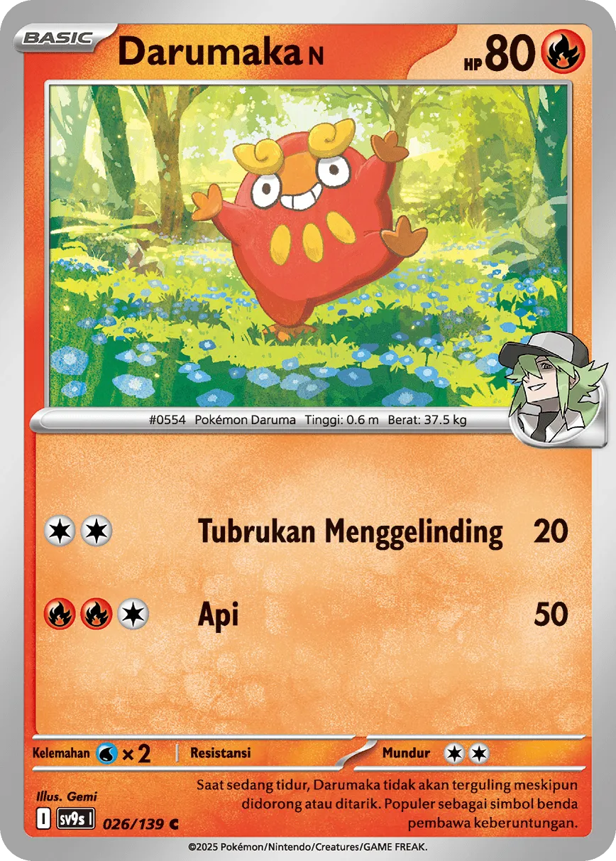 N's Darumaka 026 — Ikatan Takdir (Indonesian Pokémon TCG card)