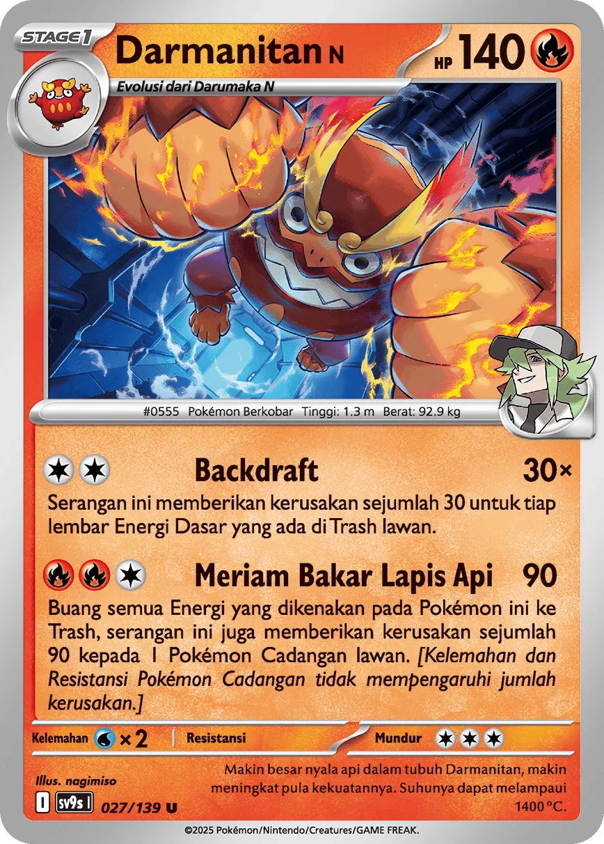 N's Darmanitan 027 — Ikatan Takdir (Indonesian Pokémon TCG card)