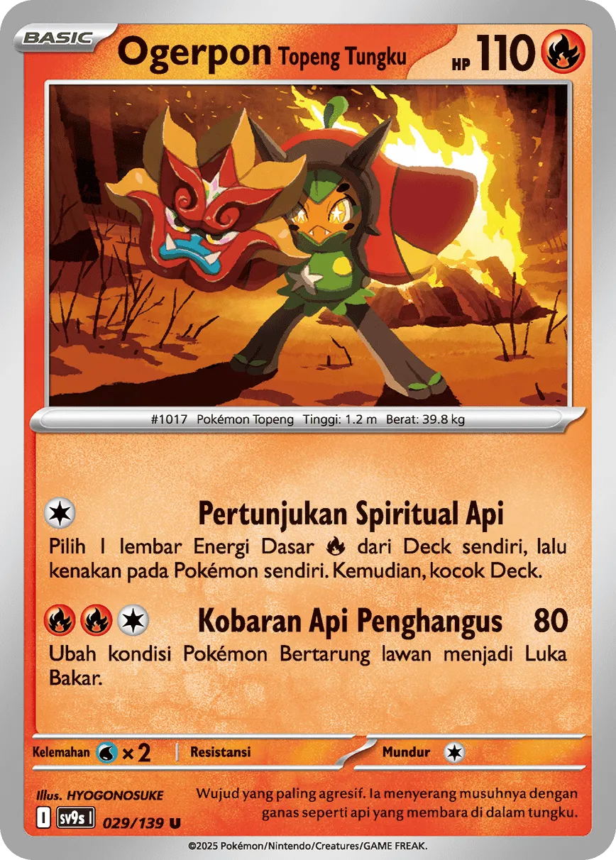 Hearthflame Mask Ogerpon 029 — Ikatan Takdir (Indonesian Pokémon TCG card)