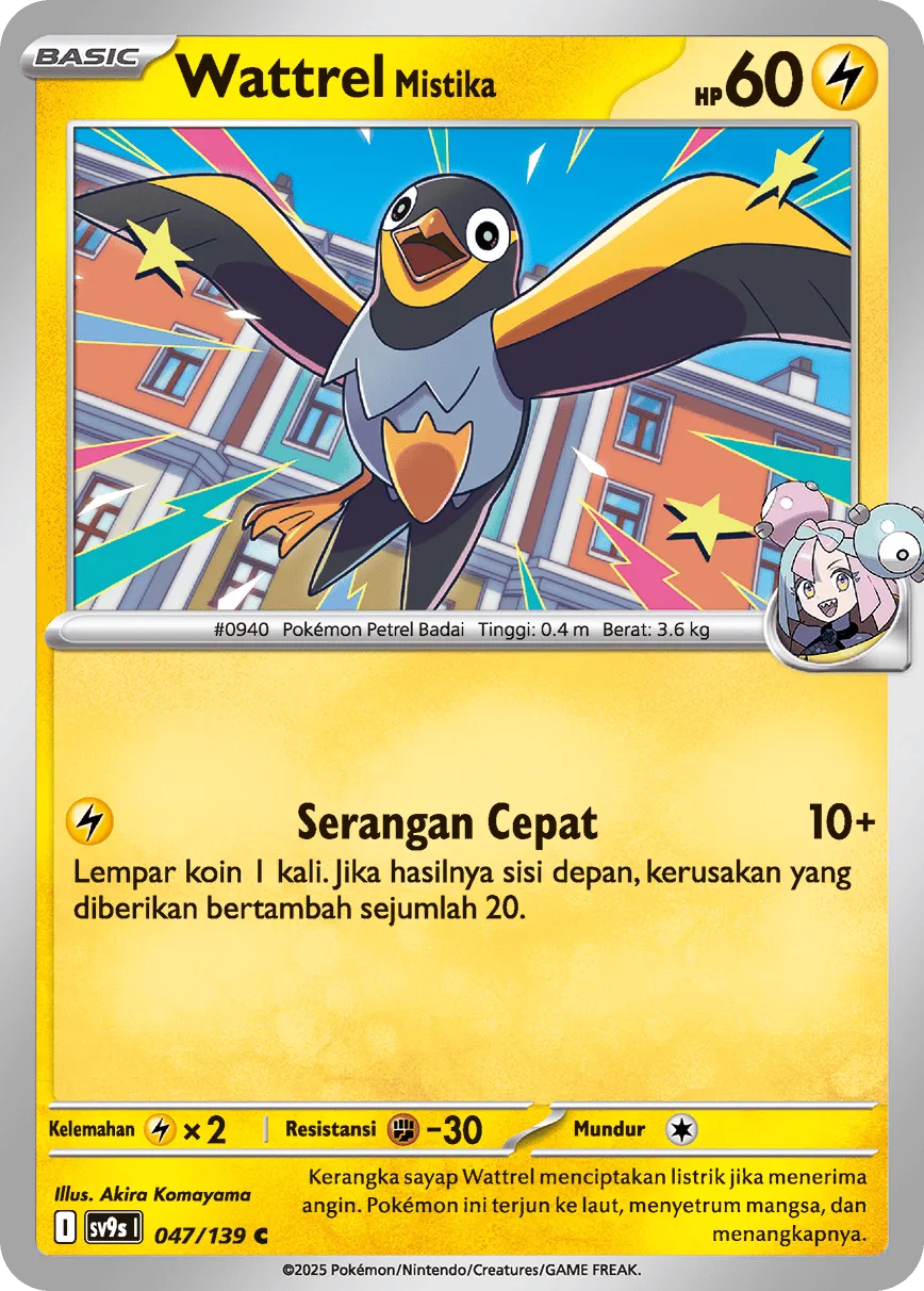 Iono's Wattrel 047 — Ikatan Takdir (Indonesian Pokémon TCG card)