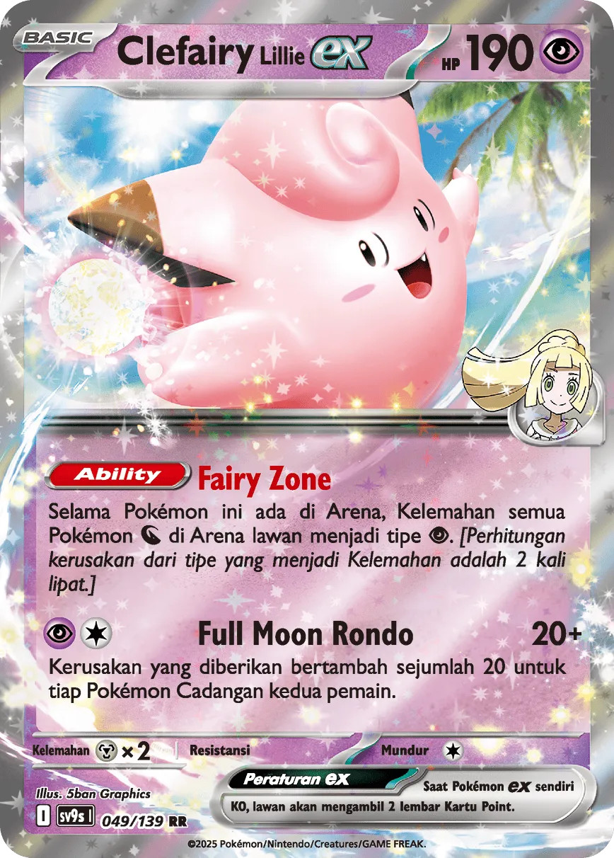 Lillie's Clefairy ex 049 — Ikatan Takdir (Indonesian Pokémon TCG card)