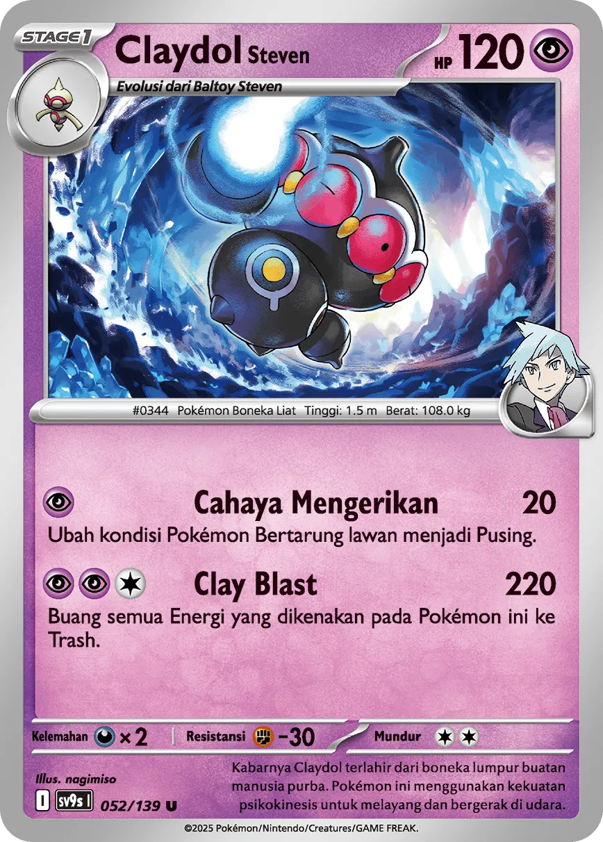 Steven's Claydol 052 — Ikatan Takdir (Indonesian Pokémon TCG card)