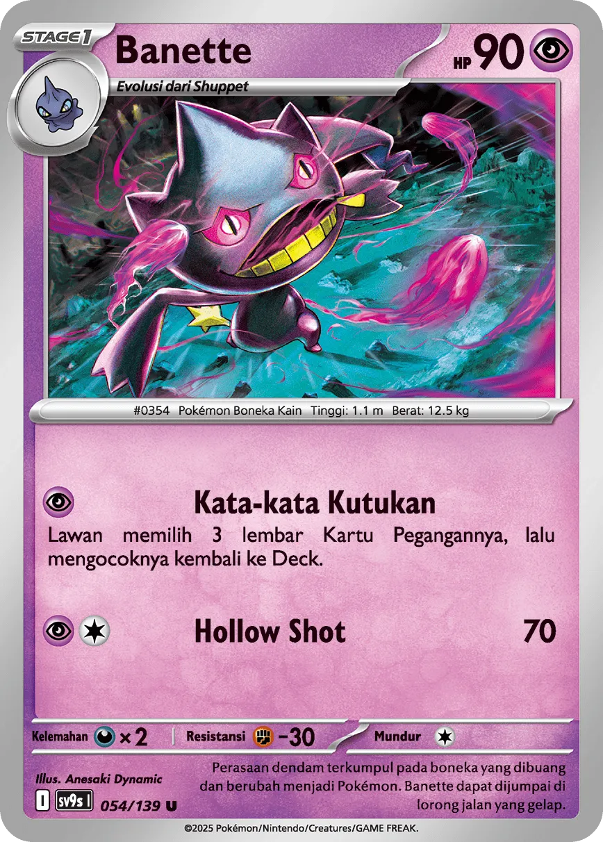 Banette 054 — Ikatan Takdir (Indonesian Pokémon TCG card)