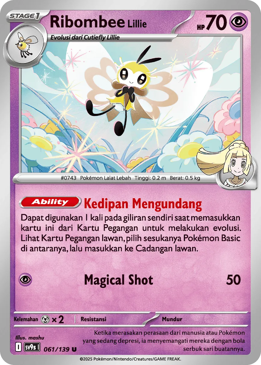 Lillie's Ribombee 061 — Ikatan Takdir (Indonesian Pokémon TCG card)