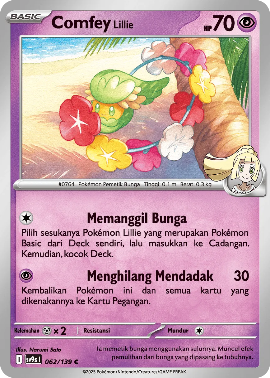 Lillie's Comfey 062 — Ikatan Takdir (Indonesian Pokémon TCG card)