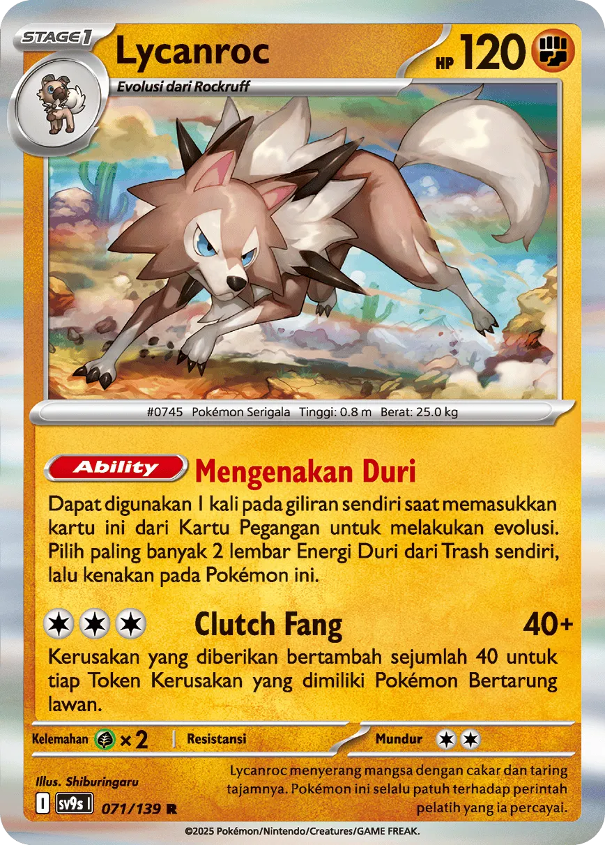 Lycanroc 071 — Ikatan Takdir (Indonesian Pokémon TCG card)