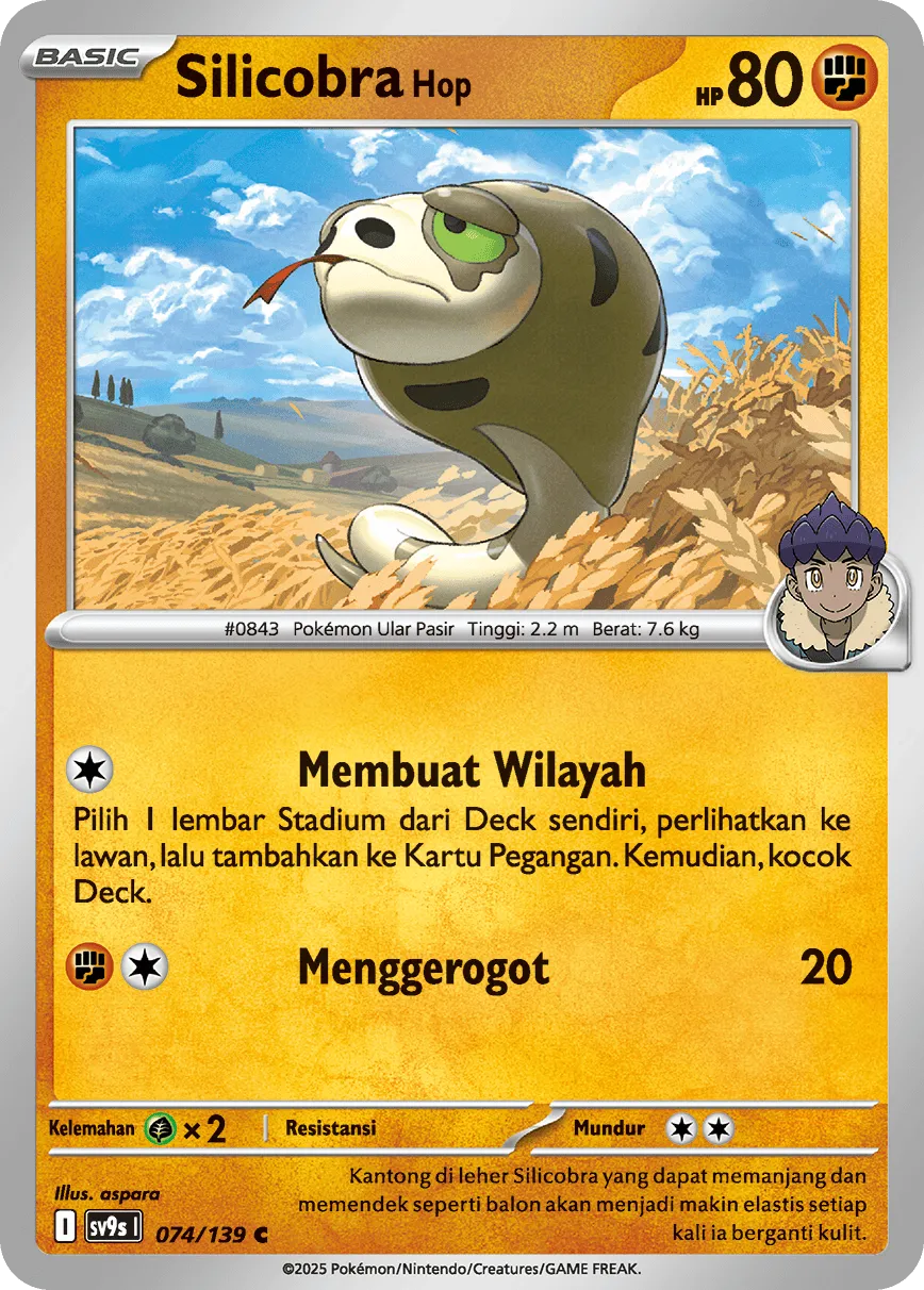 Hop's Silicobra 074 — Ikatan Takdir (Indonesian Pokémon TCG card)