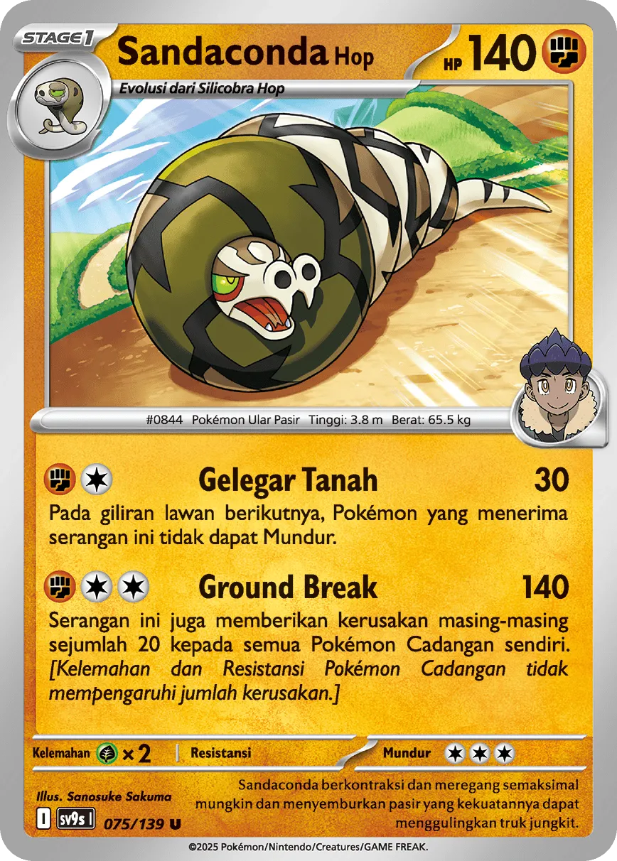 Hop's Sandaconda 075 — Ikatan Takdir (Indonesian Pokémon TCG card)
