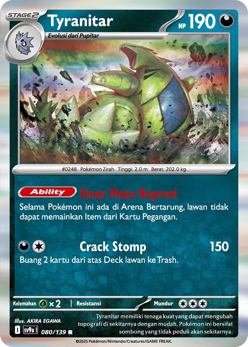 Tyranitar 080 — Ikatan Takdir (Indonesian Pokémon TCG card)