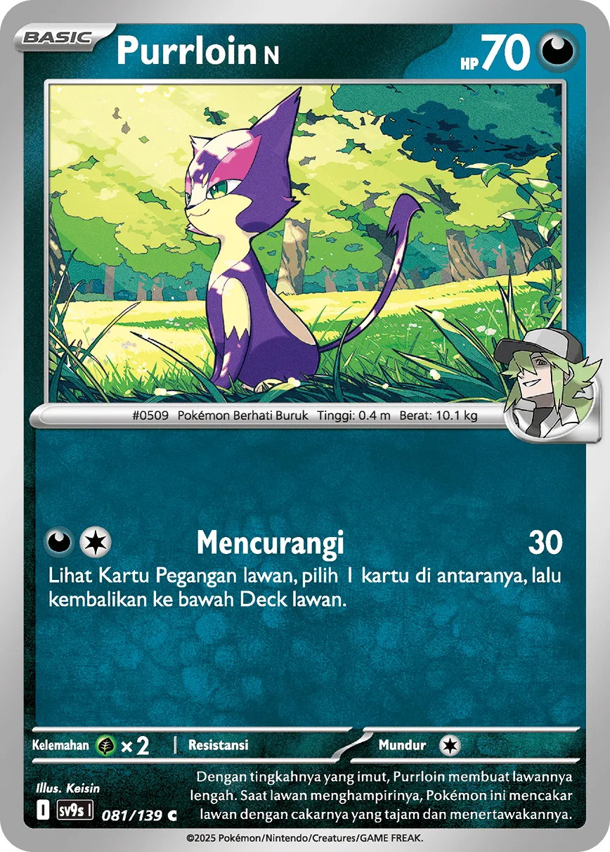 N's Purrloin 081 — Ikatan Takdir (Indonesian Pokémon TCG card)