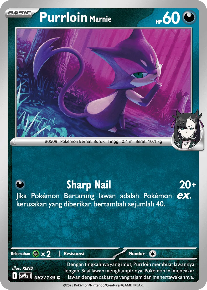 Marnie's Purrloin 082 — Ikatan Takdir (Indonesian Pokémon TCG card)