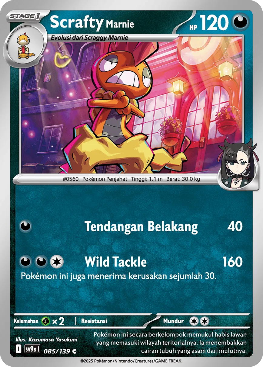 Marnie's Scrafty 085 — Ikatan Takdir (Indonesian Pokémon TCG card)