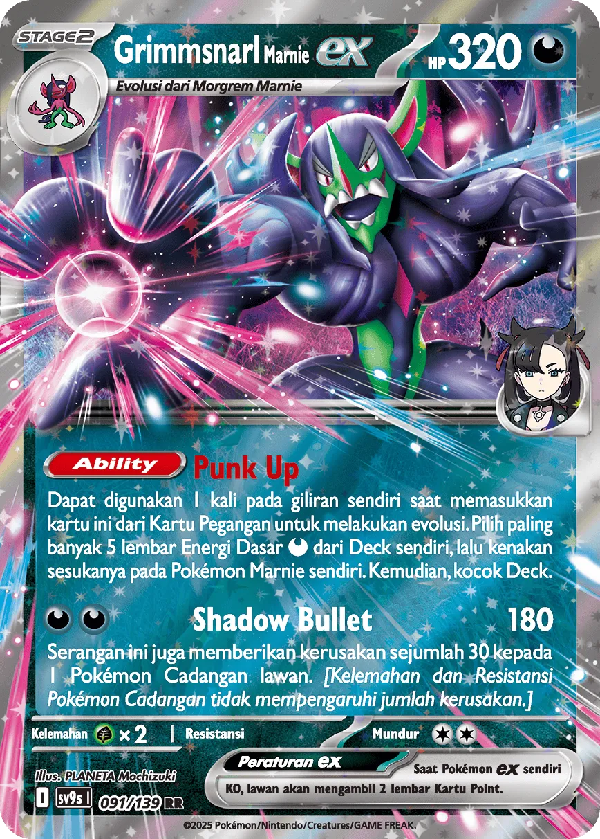Marnie's Grimmsnarl ex 091 — Ikatan Takdir (Indonesian Pokémon TCG card)