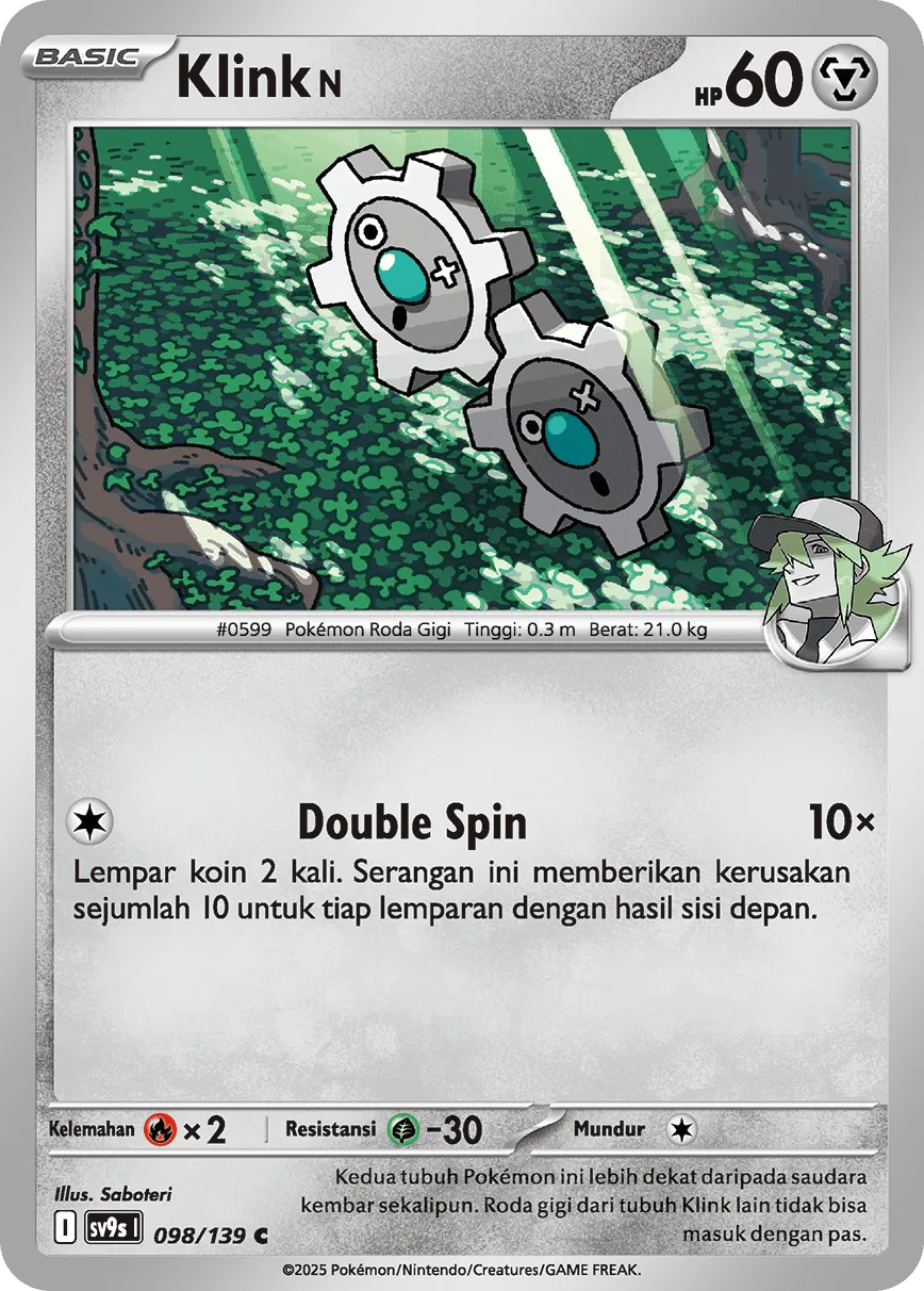 N's Klink 098 — Ikatan Takdir (Indonesian Pokémon TCG card)