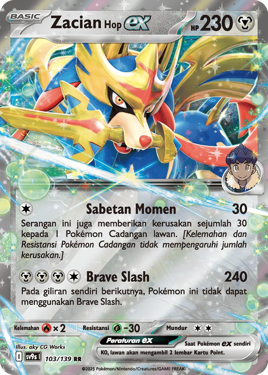 Hop's Zacian ex 103 — Ikatan Takdir (Indonesian Pokémon TCG card)