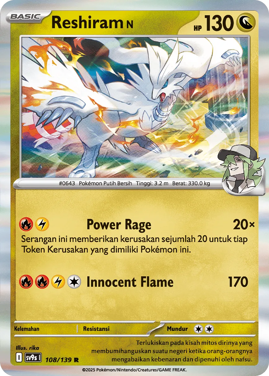 N's Reshiram 108 — Ikatan Takdir (Indonesian Pokémon TCG card)
