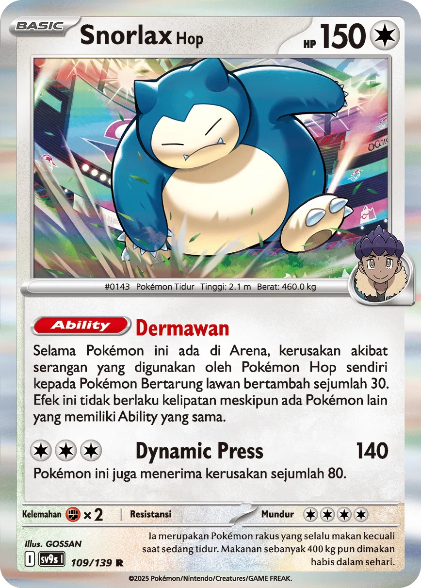 Hop's Snorlax 109 — Ikatan Takdir (Indonesian Pokémon TCG card)