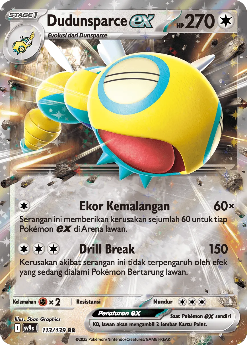 Dudunsparce ex 113 — Ikatan Takdir (Indonesian Pokémon TCG card)