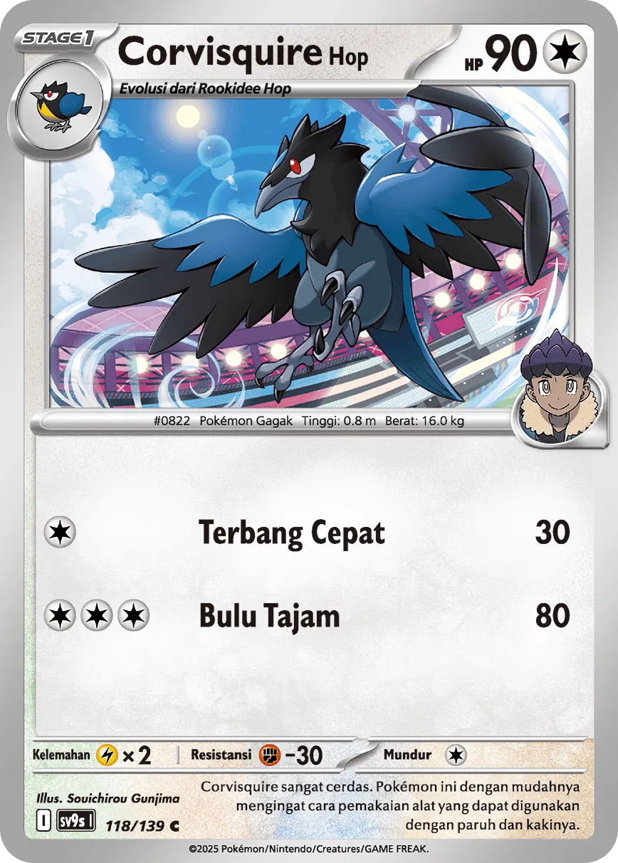 Hop's Corvisquire 118 — Ikatan Takdir (Indonesian Pokémon TCG card)