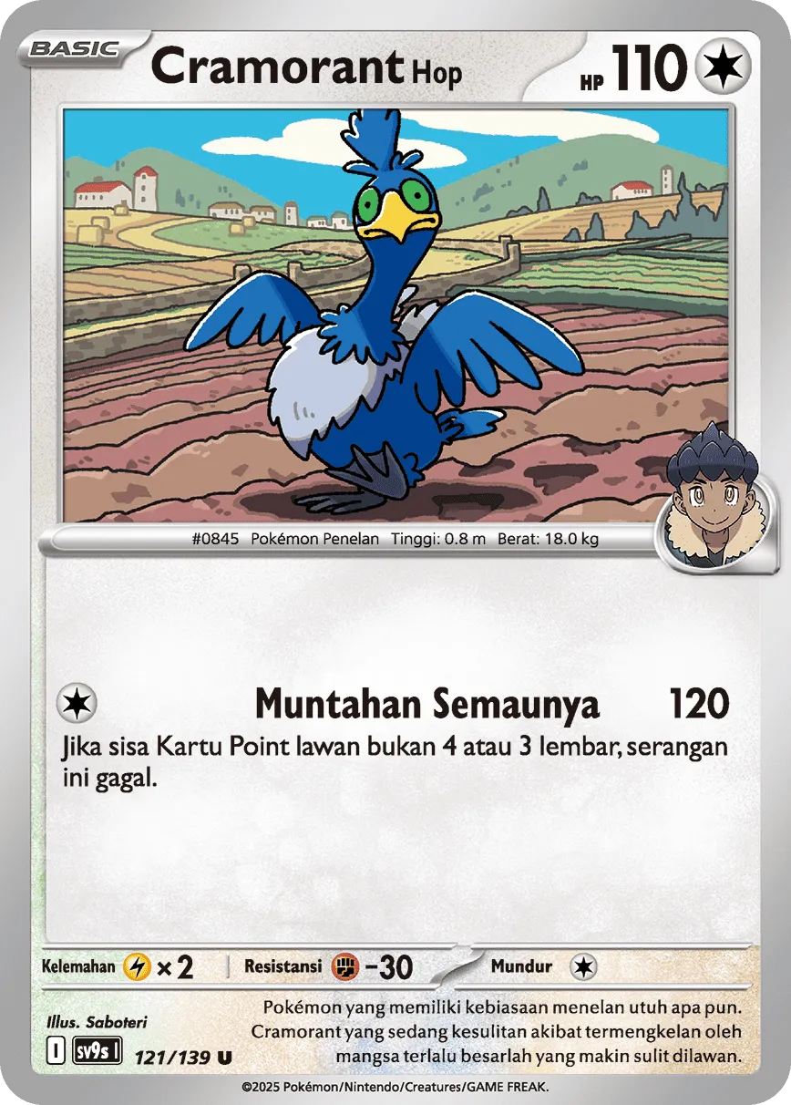 Hop's Cramorant 121 — Ikatan Takdir (Indonesian Pokémon TCG card)