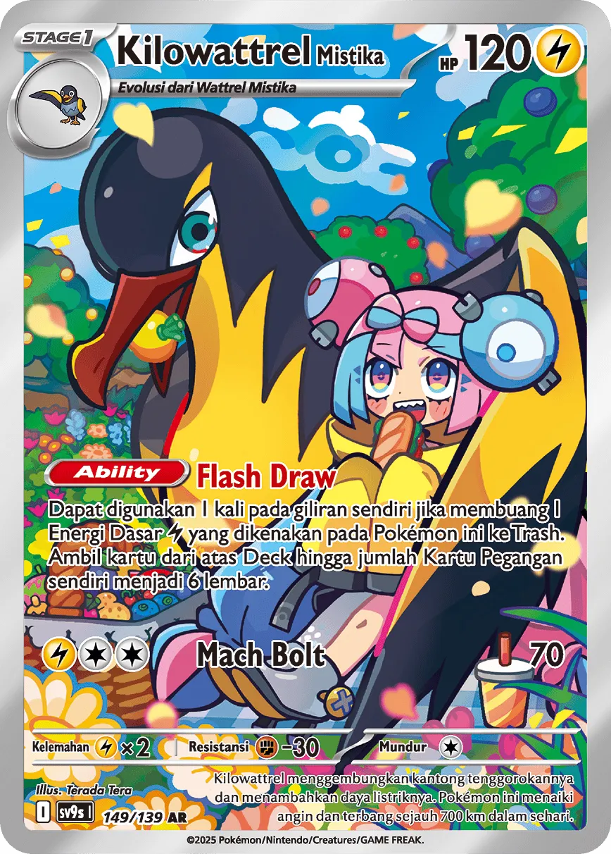 Iono's Kilowattrel 149 — Ikatan Takdir (Indonesian Pokémon TCG card)