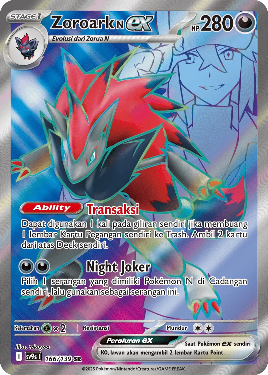 N's Zoroark ex 166 — Ikatan Takdir (Indonesian Pokémon TCG card)