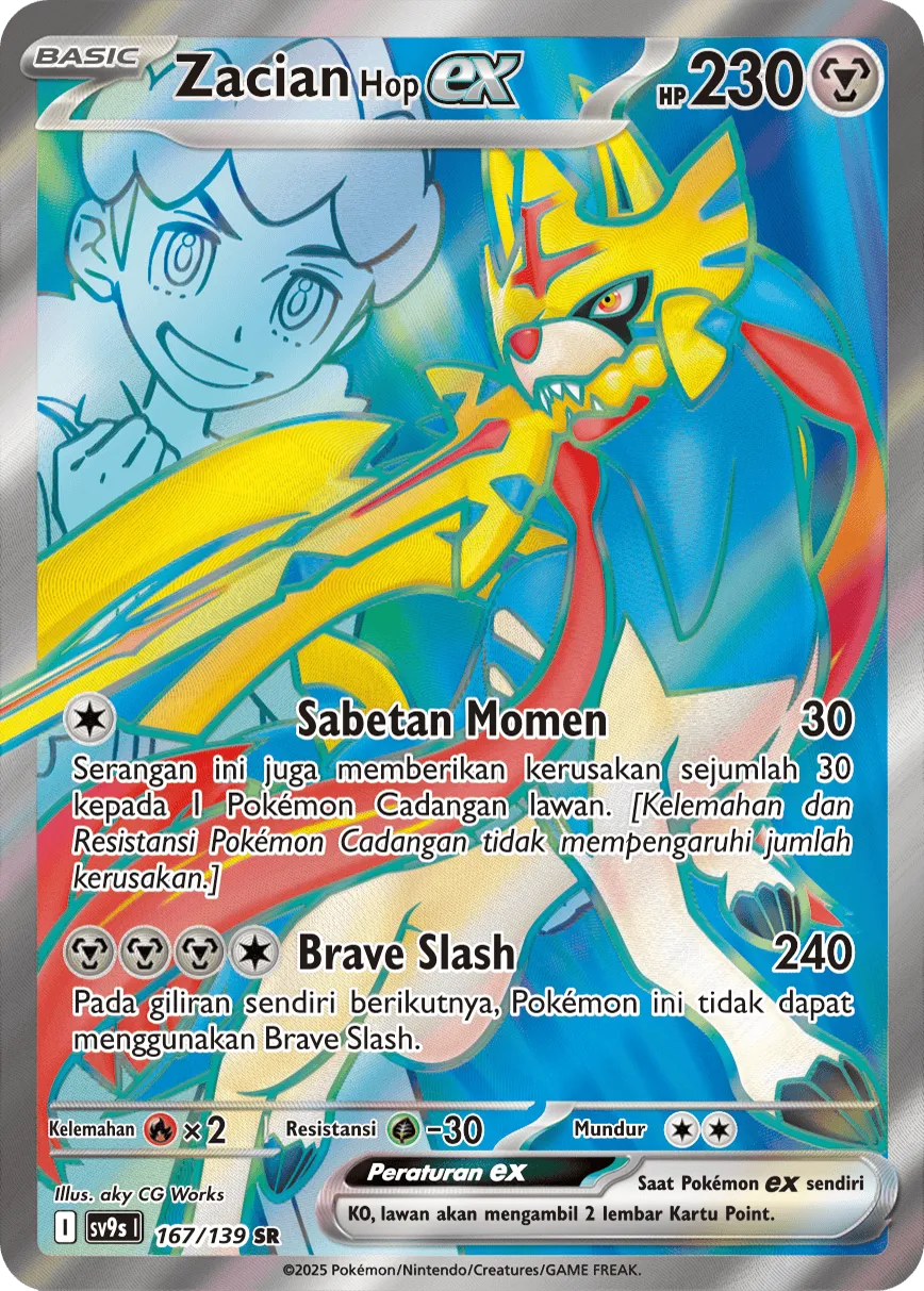 Hop's Zacian ex 167 — Ikatan Takdir (Indonesian Pokémon TCG card)